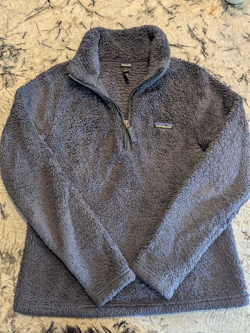 Patagonia Los Gatos 1/4 Zip Fuzzy Fleece Pullover - Smolder Blue/Grey (Size S)